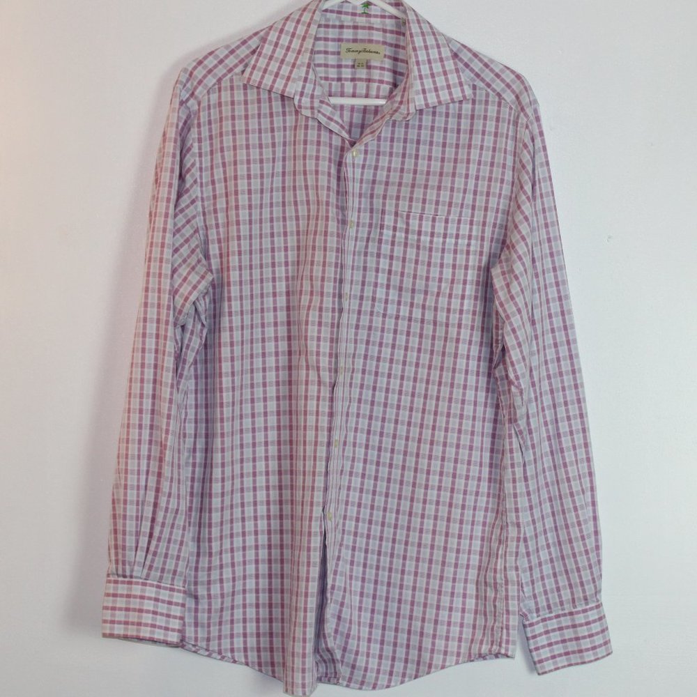 Tommy Bahama Long Sleeve Dress Shirt Red| Gray| White Size 15 1/2-34-35